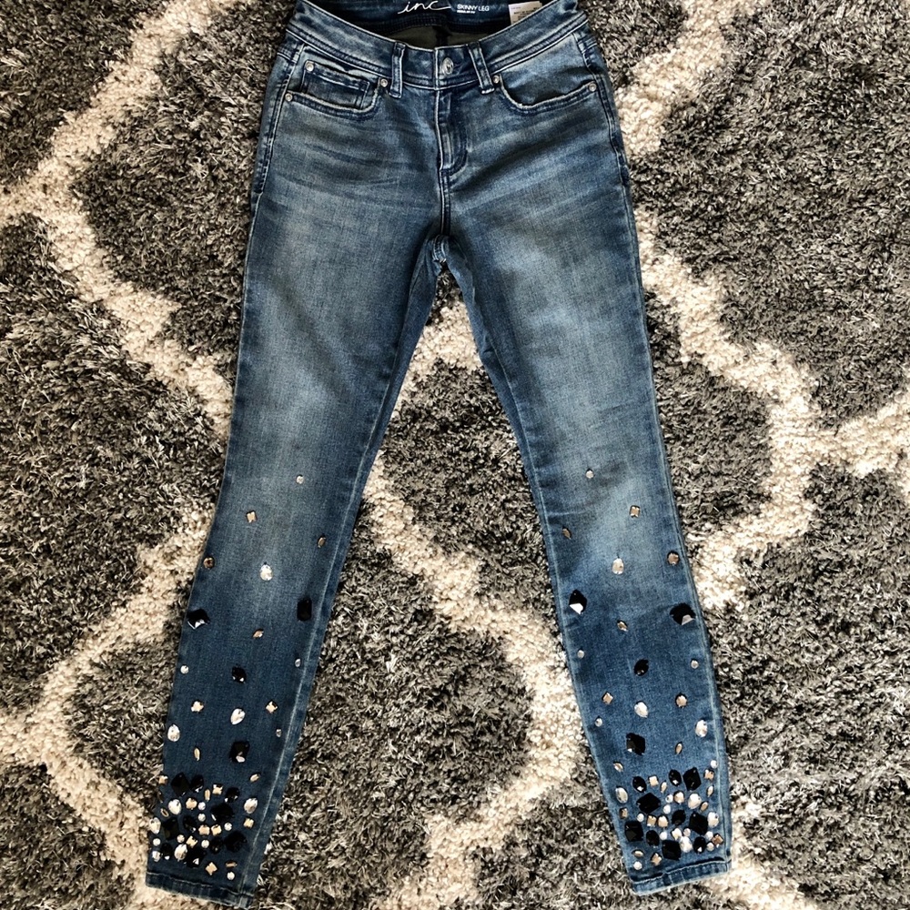 I.N.C Sz 0 Women's Jeans Embellished Rhinestone
